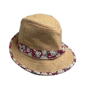 Hello Kitty S/M Hat by Sanrio 2012 Fedora Bucket Straw Hat 19” Circumference